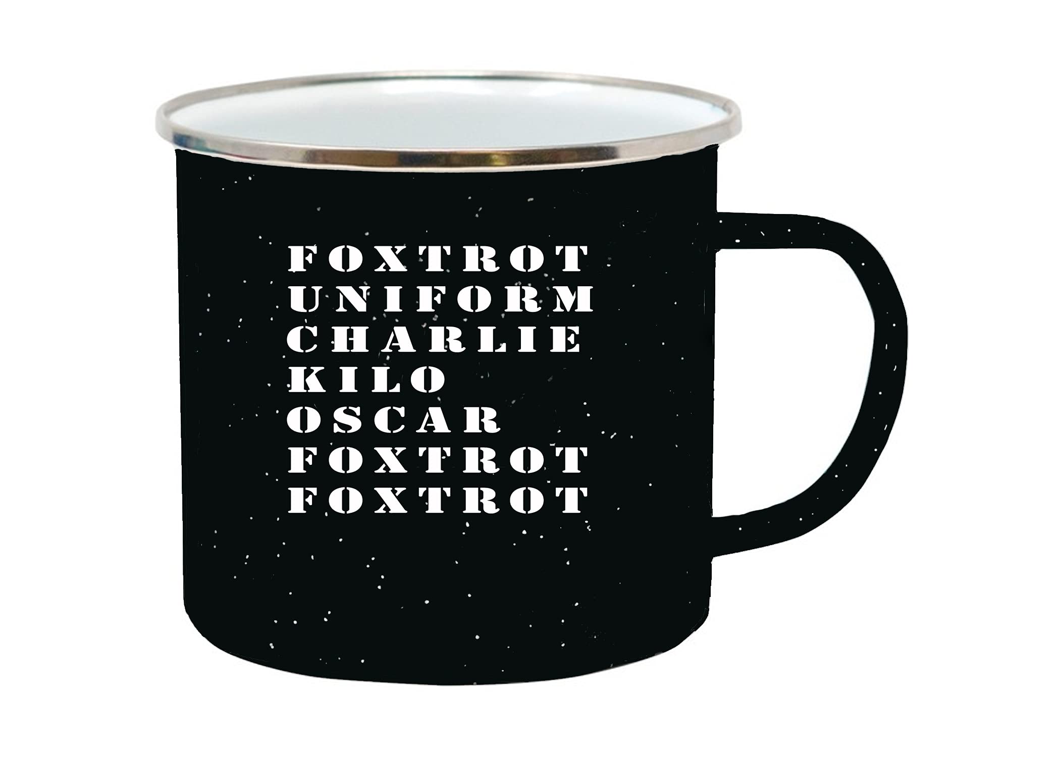 Rogue River Tactical Foxtrot OFF camp mug raised handle details and 16oz capacity for camp coffee
