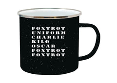 Rogue River Tactical Foxtrot OFF camp mug raised handle details and 16oz capacity for camp coffee