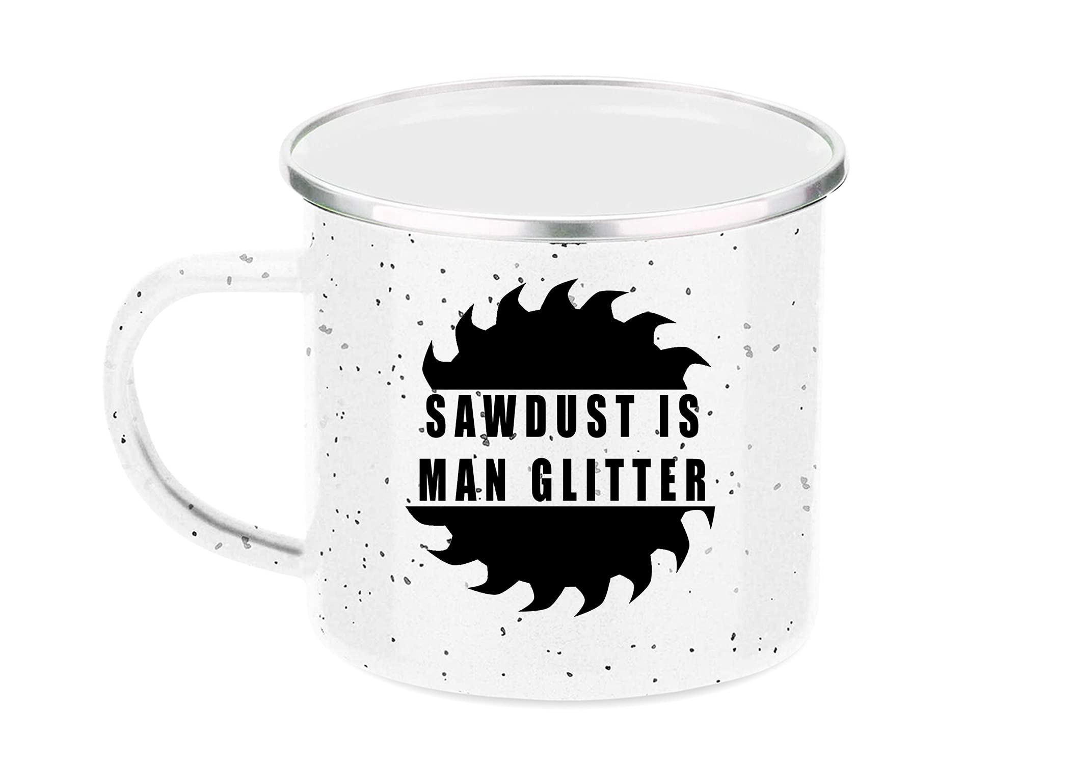Rogue River Tactical sawdust dad camp mug in hand, rugged and reliable for outdoor coffee.