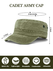 ROLVNHTV cadet cap in khaki back view with adjustable buckle for fit