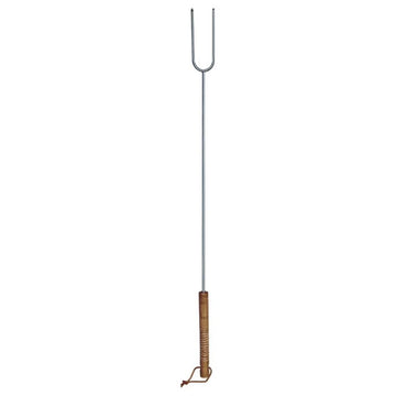 Rome 4100 Super Duty Wiener Fork in chrome plated steel, ideal for campfire roasting.