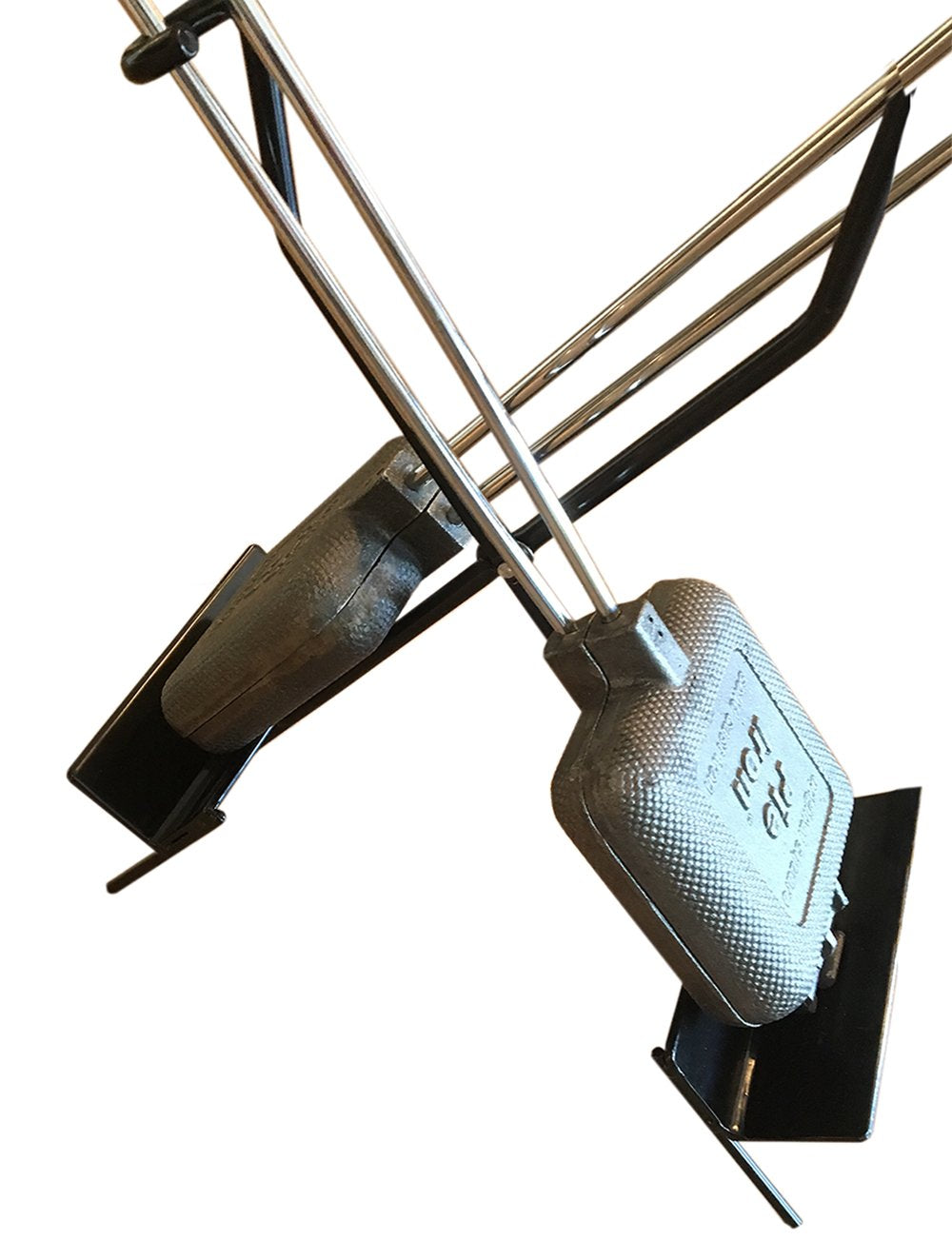 Wrought iron construction provides sturdy, durable cooking support.