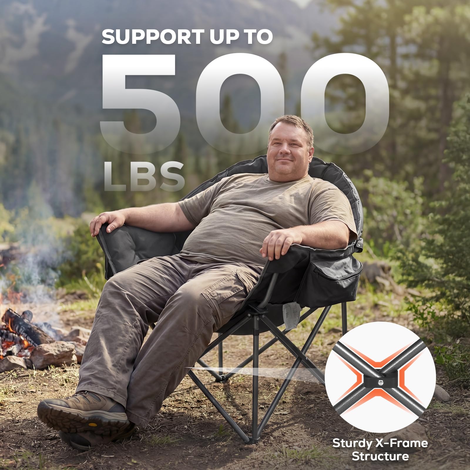 Romswi chair with sturdy frame for rugged outdoor use