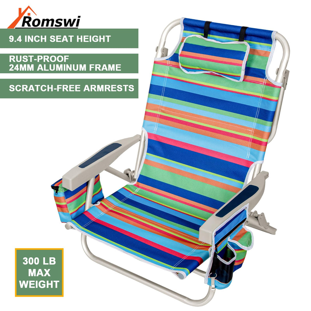 Romswi 2Pack chair with towel bar for quick drying and organized beach days