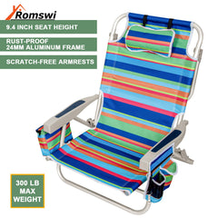 Romswi 2Pack chair with towel bar for quick drying and organized beach days