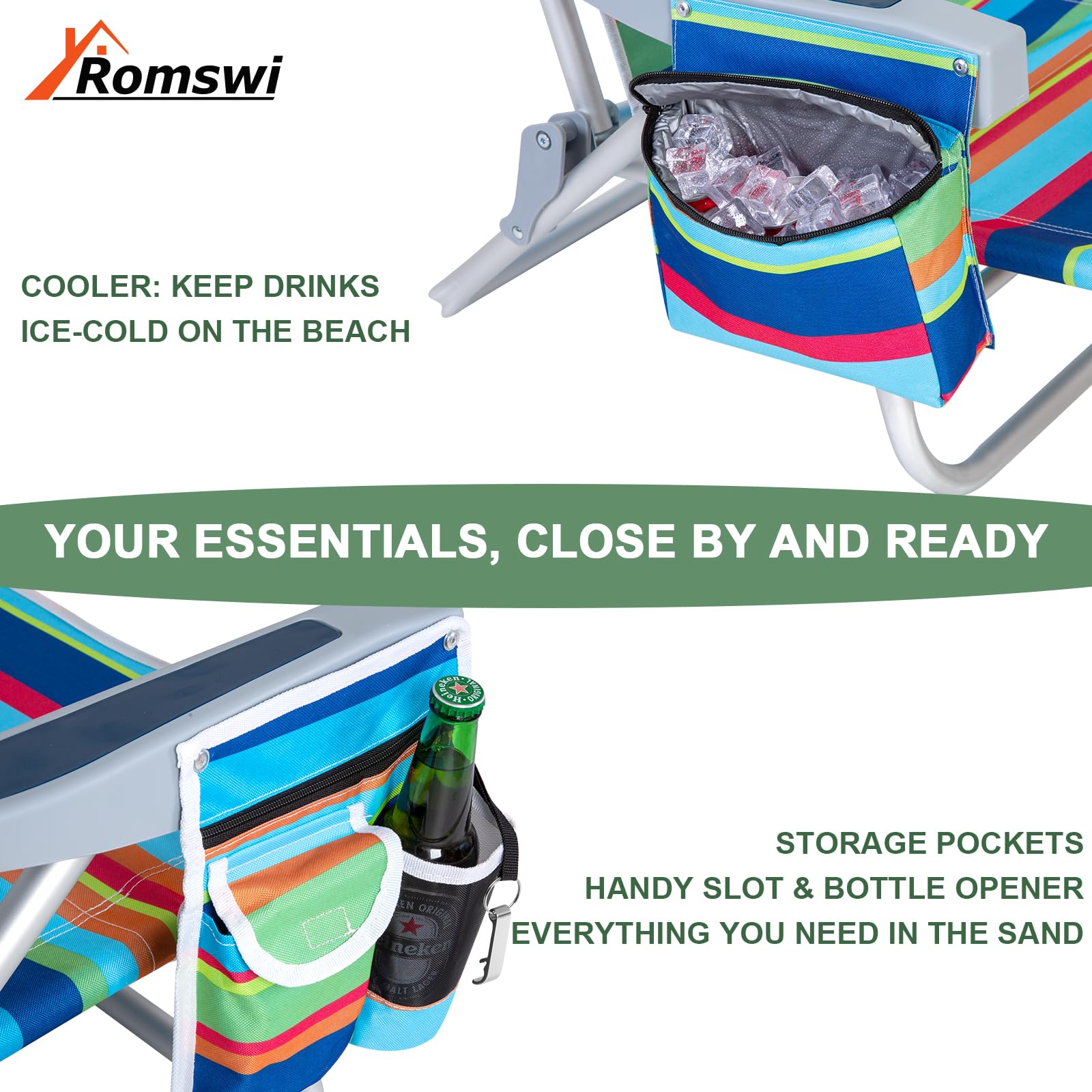 Romswi 2Pack foldable camping chair 8 lb light for easy portability