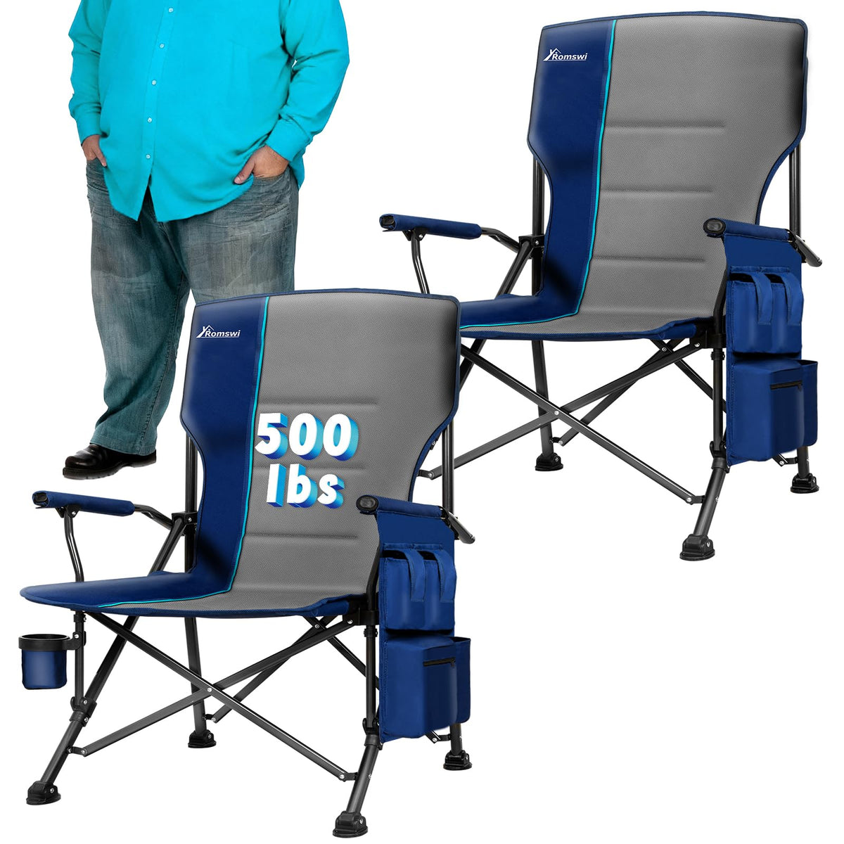 Romswi oversized camping chair seat for spacious comfort outdoors