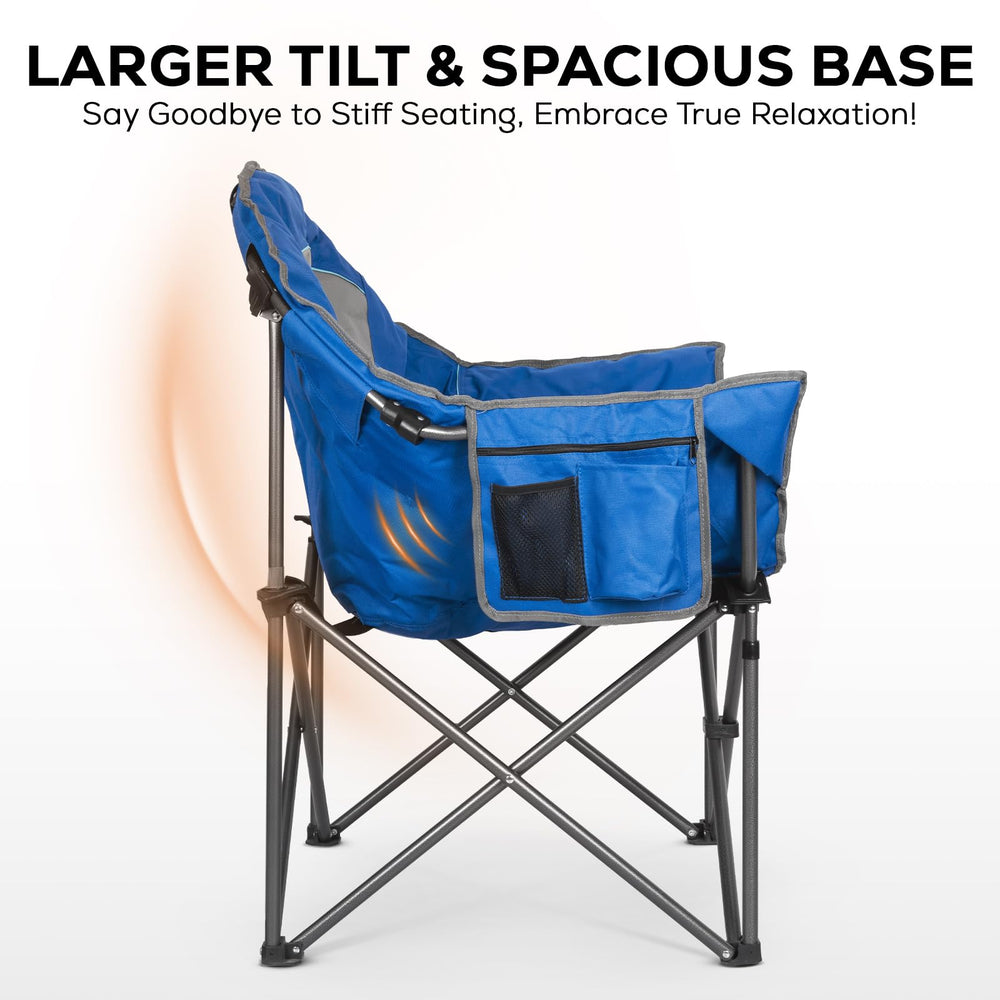 Romswi oversized chair in blue-gray ready for beach or camping adventures.