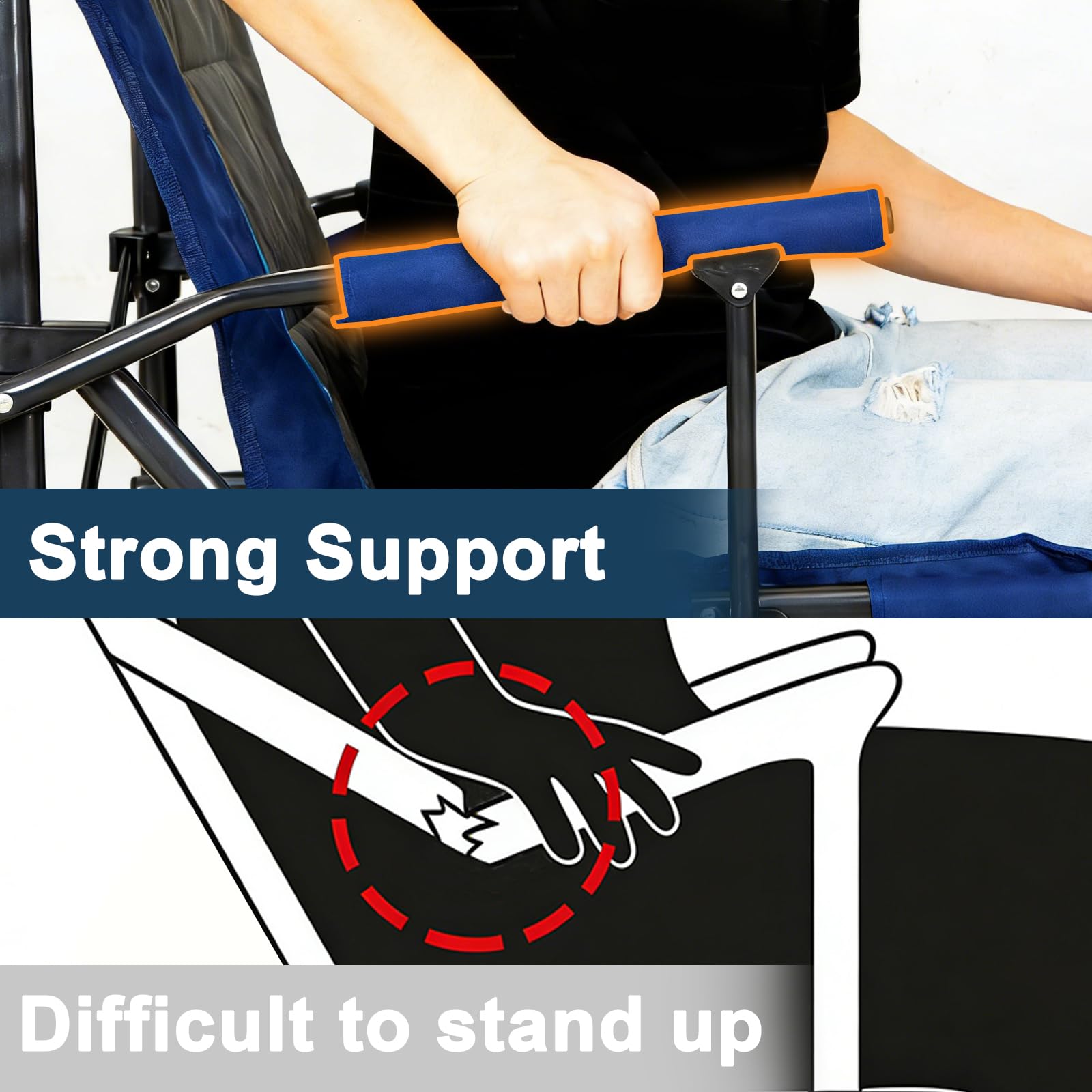 Romswi reinforced armrests offer steady support and comfort