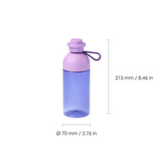 Room Copenhagen LEGO hydration bottle with removable silicone strap for portable on-the-go use.