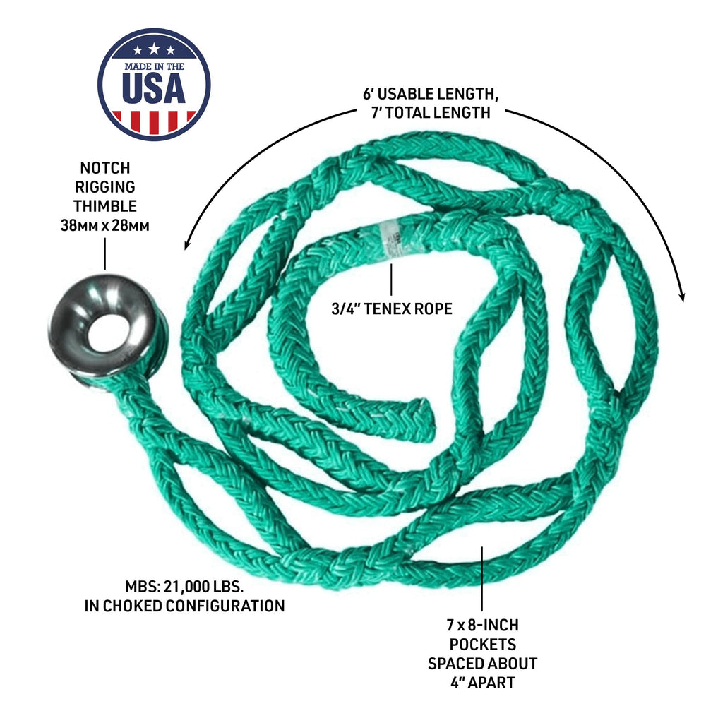 Pockets along the sling enable quick knot-free adjustments.