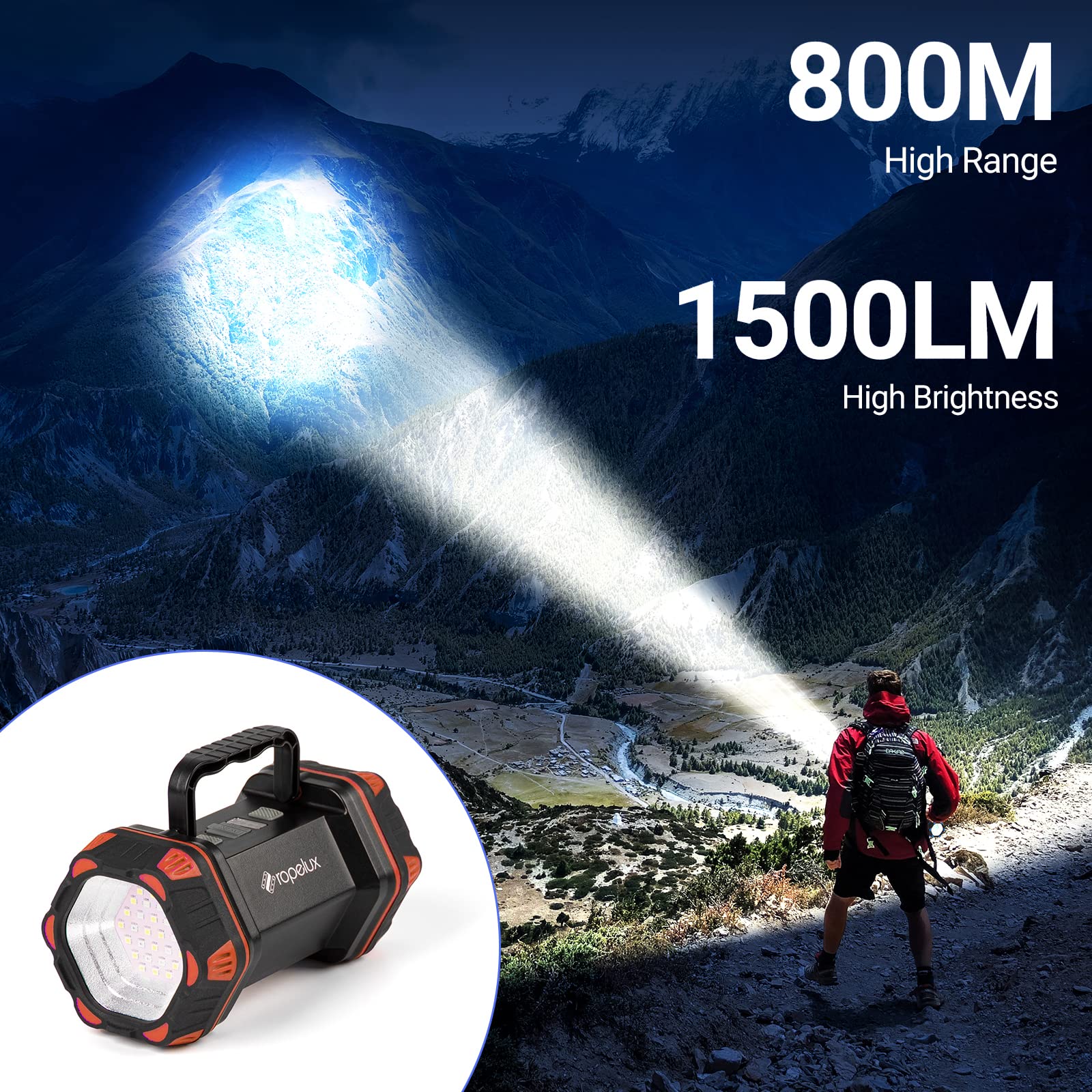 RopeLux LED camping lantern back headlamp with emergency modes for safety