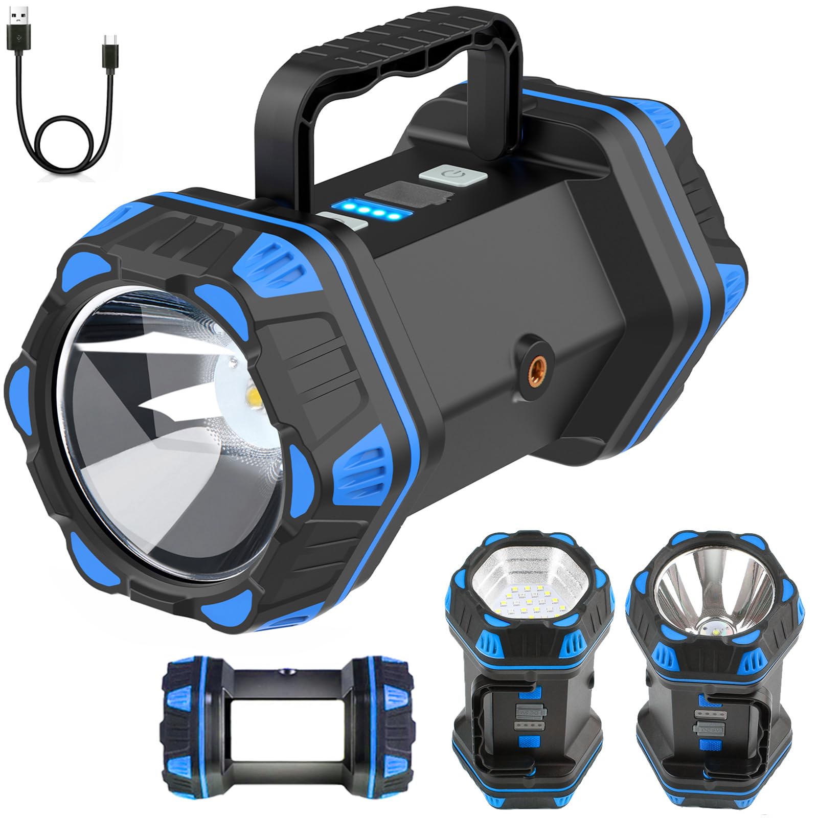 ropelux led camping lantern blue front view ideal for night hiking illumination