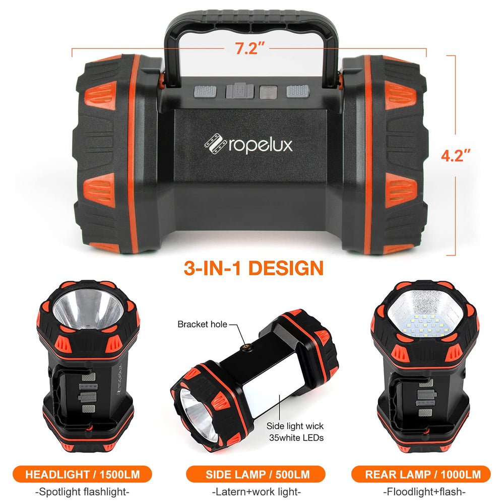 RopeLux LED camping lantern side floodlight for campsite illumination
