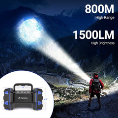 ropelux led camping lantern blue side view shows 8-mode versatility for campsite lighting