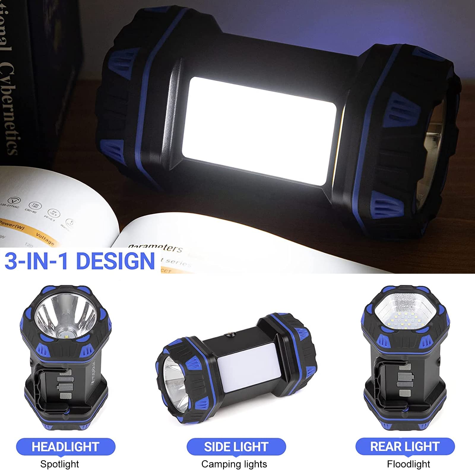 ropelux led camping lantern blue top beam demonstrates long-range brightness for outdoor visibility