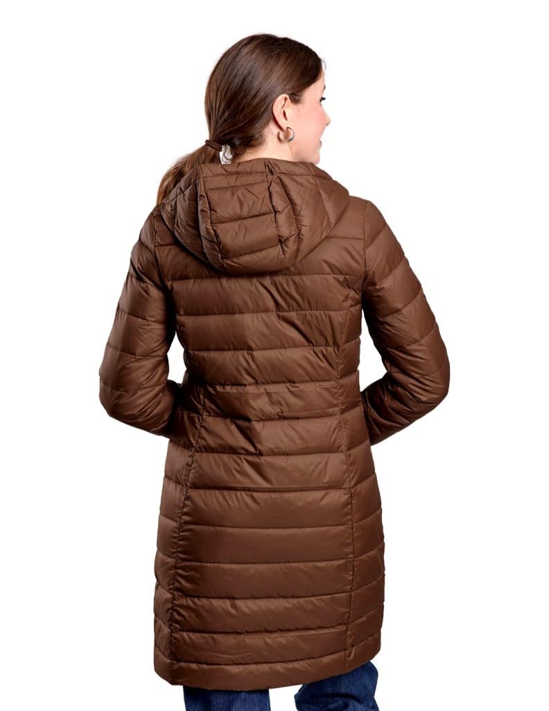 ROPER Women's Brown Long Crushable Jacket pocket detail showing functional pockets for everyday use.