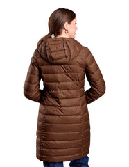 ROPER Women's Brown Long Crushable Jacket pocket detail showing functional pockets for everyday use.