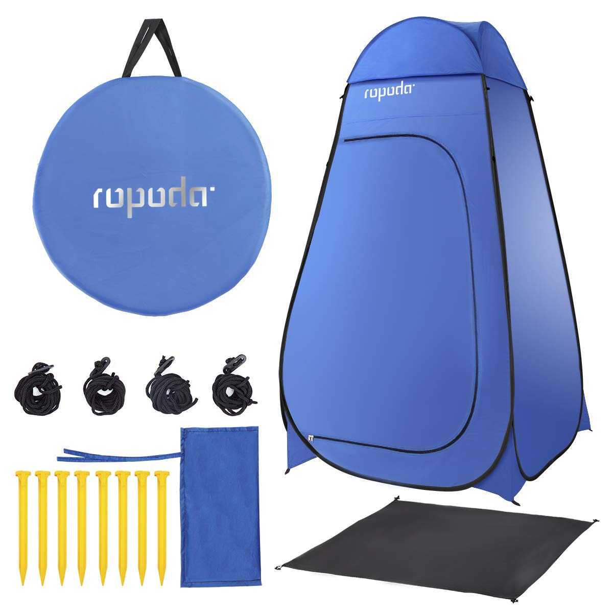 ROPODA pop up tent front view showing spacious private space for changing or showering