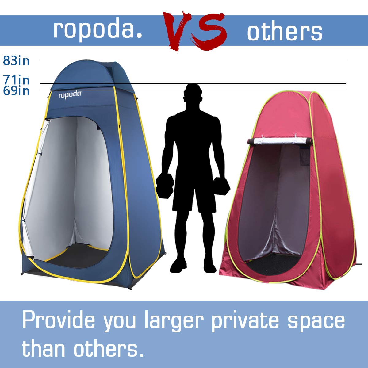 Ropoda Pop Up Tent interior with spacious changing area and airflow.