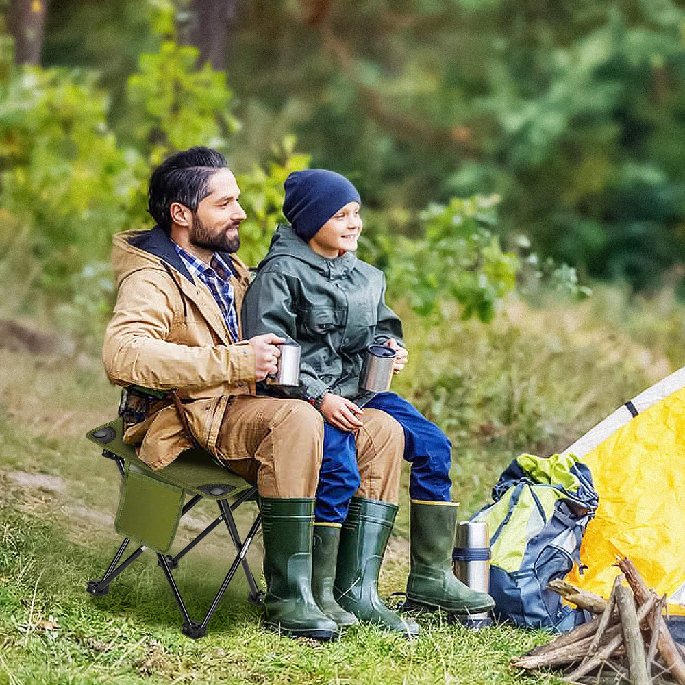 Roptat camping stool unfolded showing stable four-leg seating.