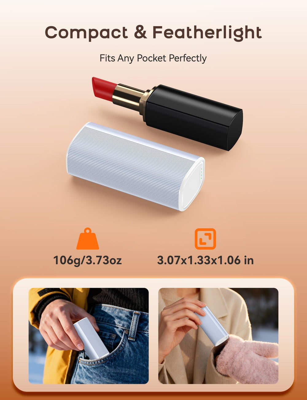 RORRY hand warmers alloy casing highlights durable portable heater for outdoor adventures.
