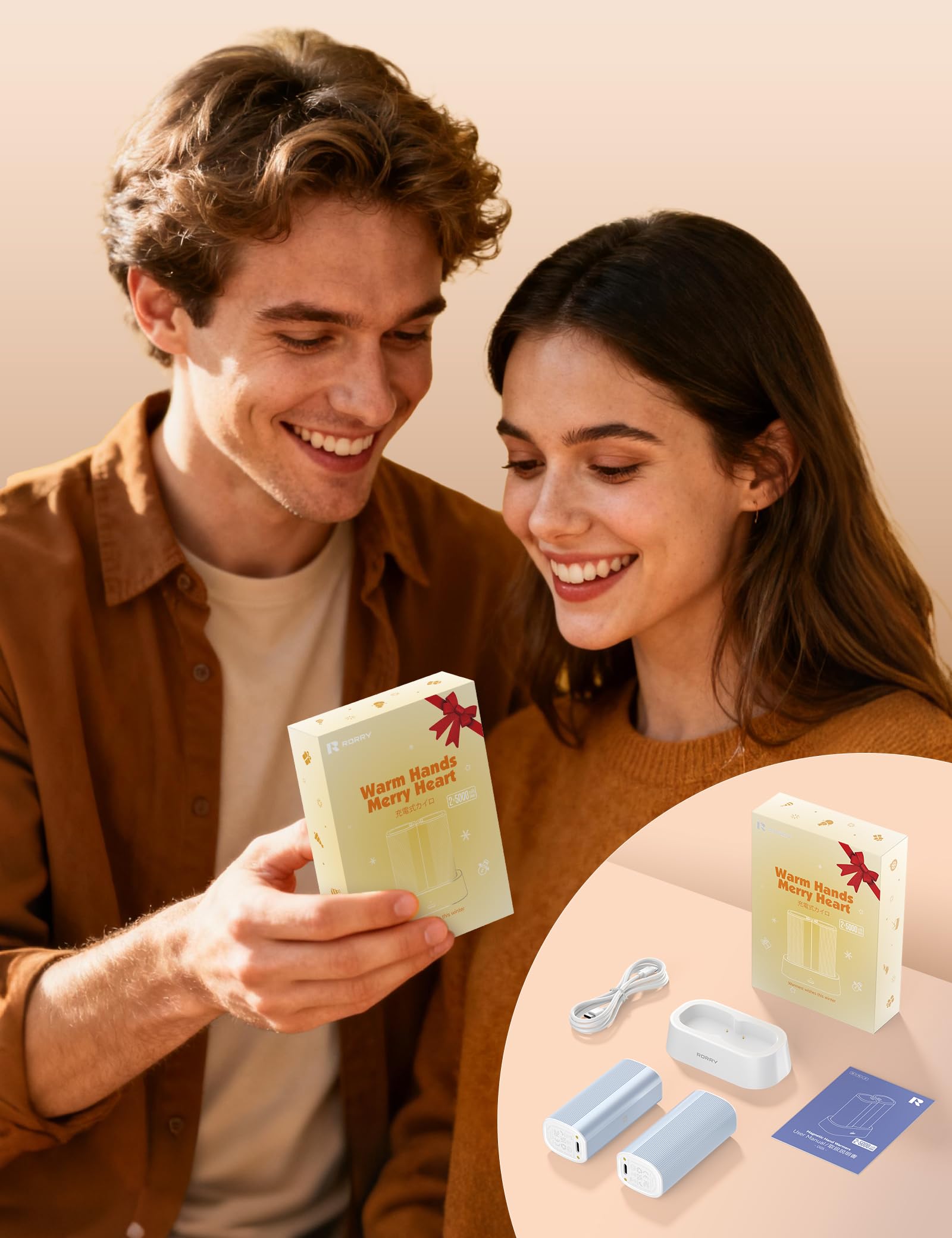RORRY hand warmers lipstick-sized portability ideal for pockets and gloves.