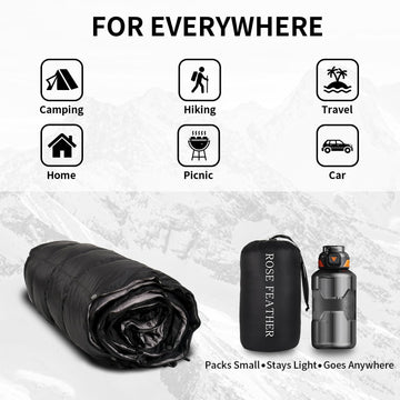 ROSE FEATHER adjustable rope lock turns the blanket into a backpacking sleeping bag.
