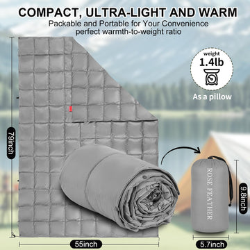 ROSE FEATHER Down Camping Blanket waterproof shell protects against splashes during outings