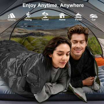 ROSE FEATHER Down Camping Blanket ideal for camping, hiking, stadiums, and festivals.