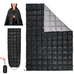 ROSE FEATHER down camping blanket packs into a compact bag for on-the-go warmth.