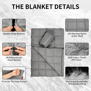 ROSE FEATHER down camping blanket waterproof windproof keeps you dry and wind-safe outdoors.