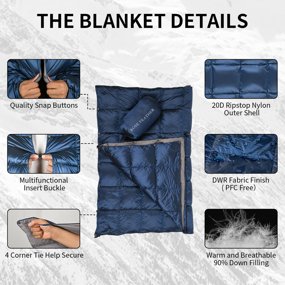 ROSE FEATHER windproof buckle keeps the blanket snug against chilly gusts.