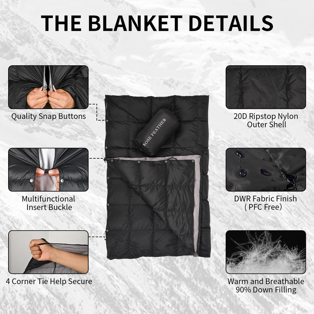 ROSE FEATHER windproof blanket with buckle keeps you shielded from gusts.