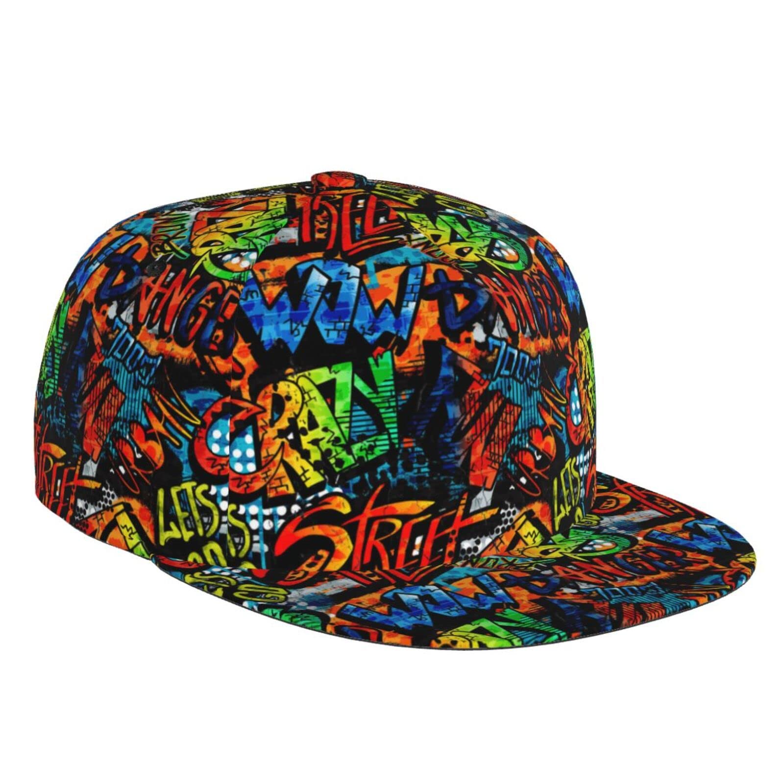 ROSIHODE graffiti baseball cap flat brim for casual streetwear and sun protection.
