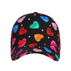ROSIHODE Red Hearts Cap side profile showing breathable polyester twill.