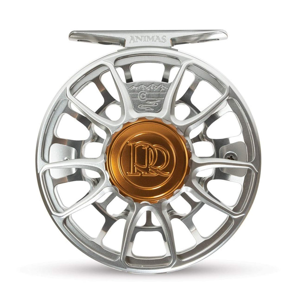 Ross Reels Animas fly reel — front view with platinum finish