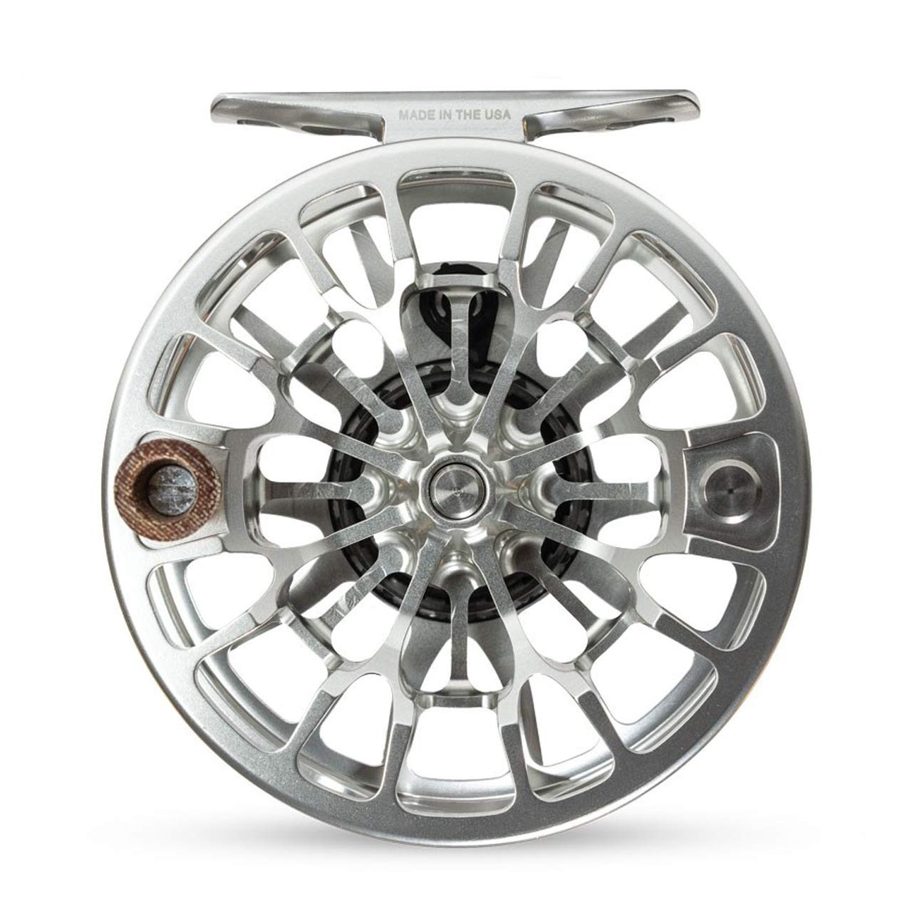 Animas fly reel side view showing ultra-large arbor and frame design