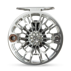 Animas fly reel side view showing ultra-large arbor and frame design