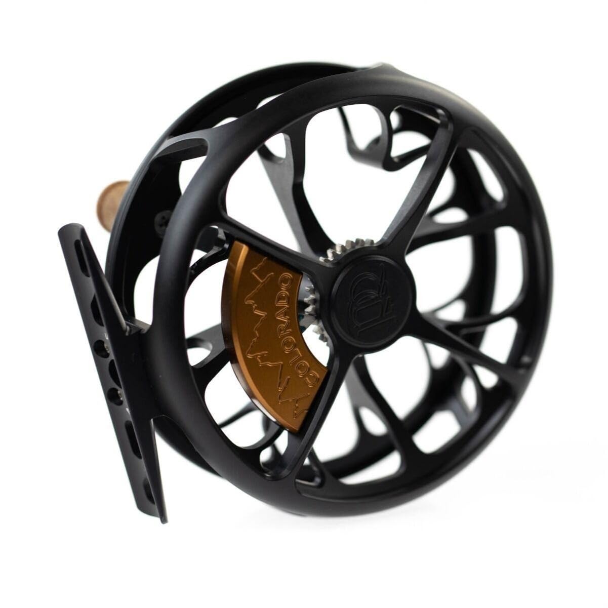 Ross Reels TIEMCO Colorado matte black 4/5 reel logo and smooth spool detail show craftsmanship.