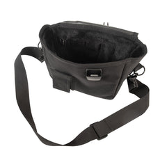 Closeup of rugged stitching on the black Rothco canteen cover for durability