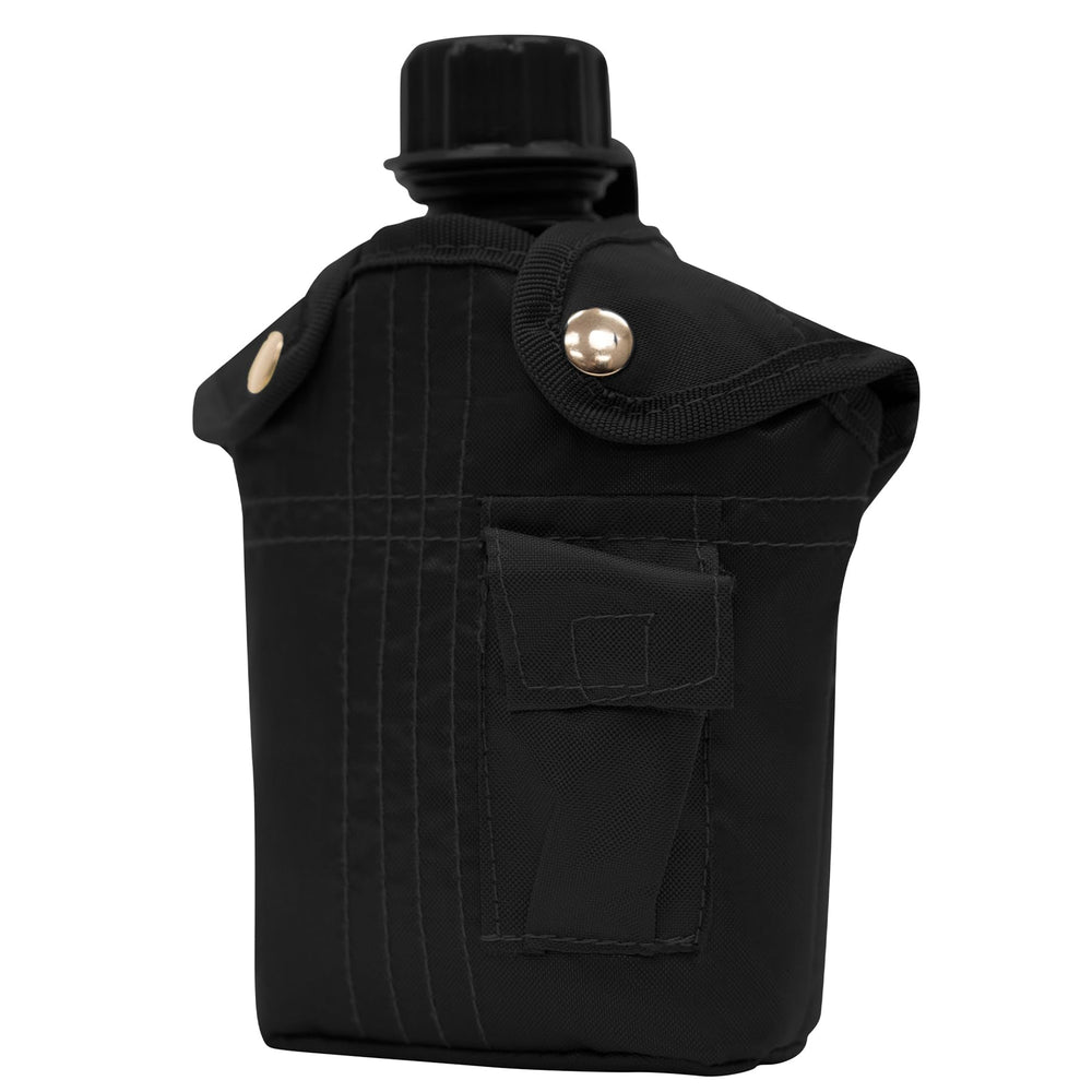 Rothco cover demonstrates snug protection for the canteen on trails.