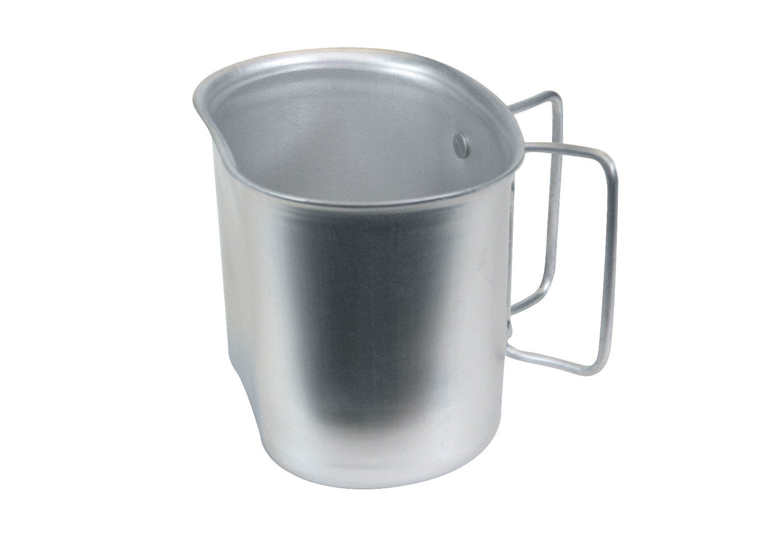 Rothco 542 GI-style aluminum canteen cup with butterfly handle, ideal for camping and hiking hydration.