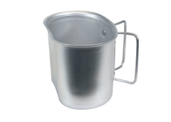 Rothco 542 GI-style aluminum canteen cup with butterfly handle, ideal for camping and hiking hydration.