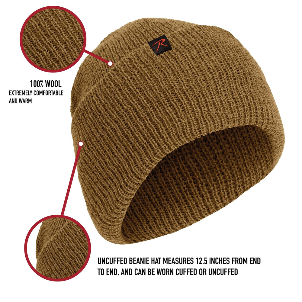 Close-up of wool knit texture on Rothco 58383 Wool Watch Cap