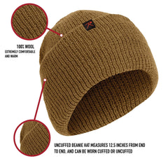 Close-up of wool knit texture on Rothco 58383 Wool Watch Cap