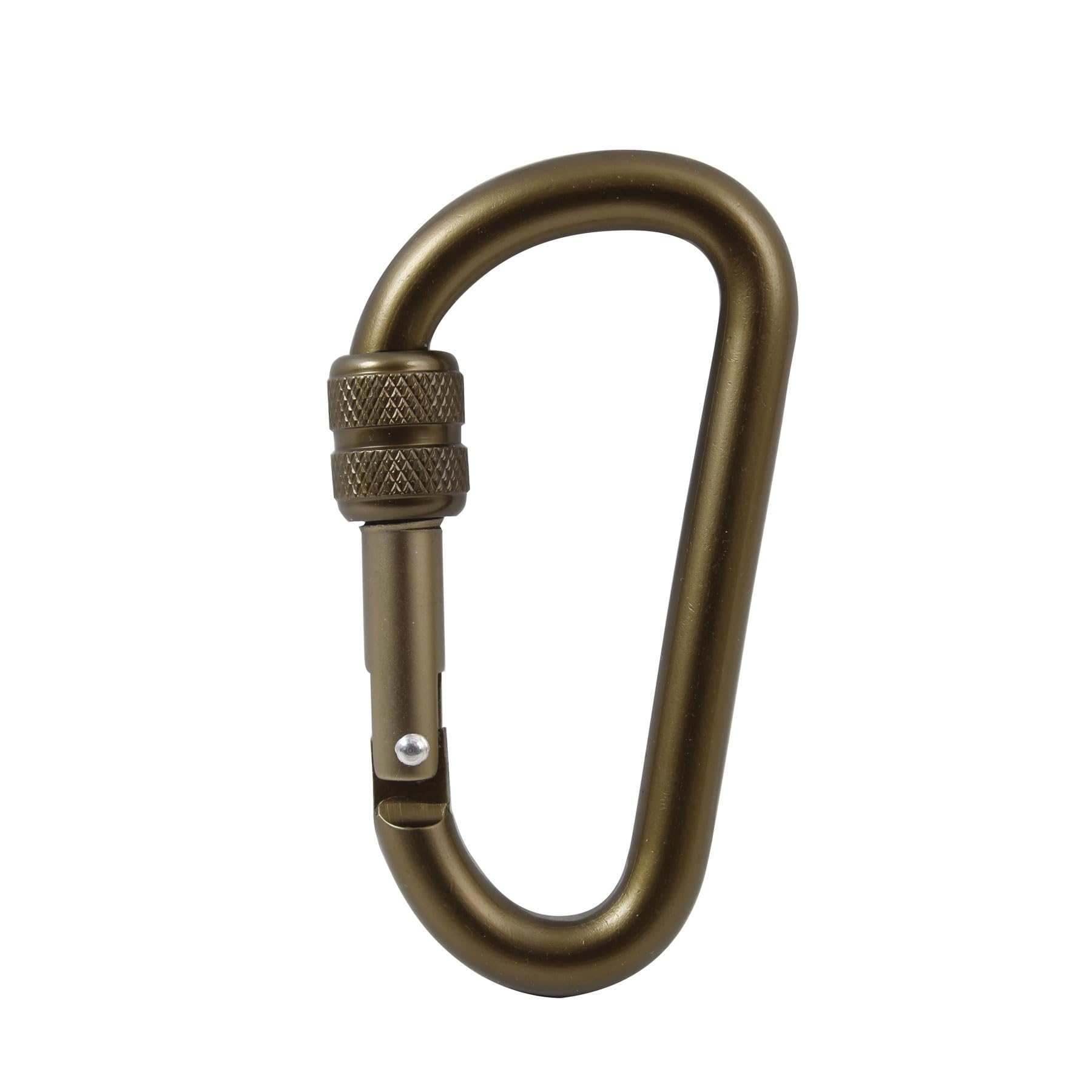 Rothco 80mm locking carabiner close-up highlighting secure threaded lock for keys.