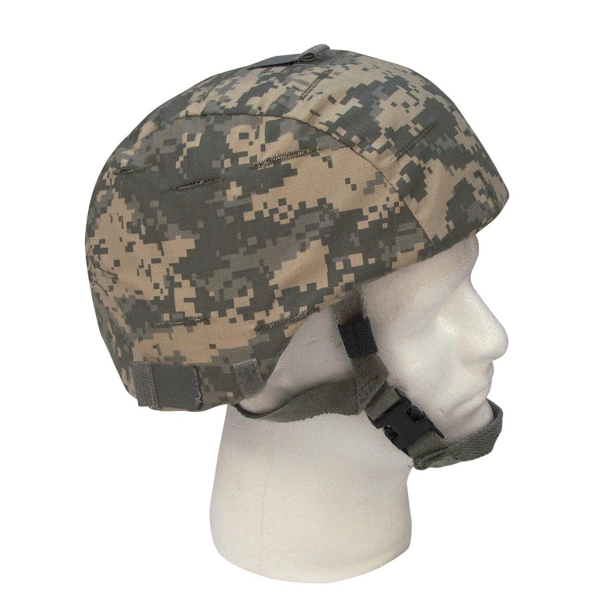 Rothco A.C.U. Digital MICH helmet cover front view, adds camouflage with durable ripstop fabric.