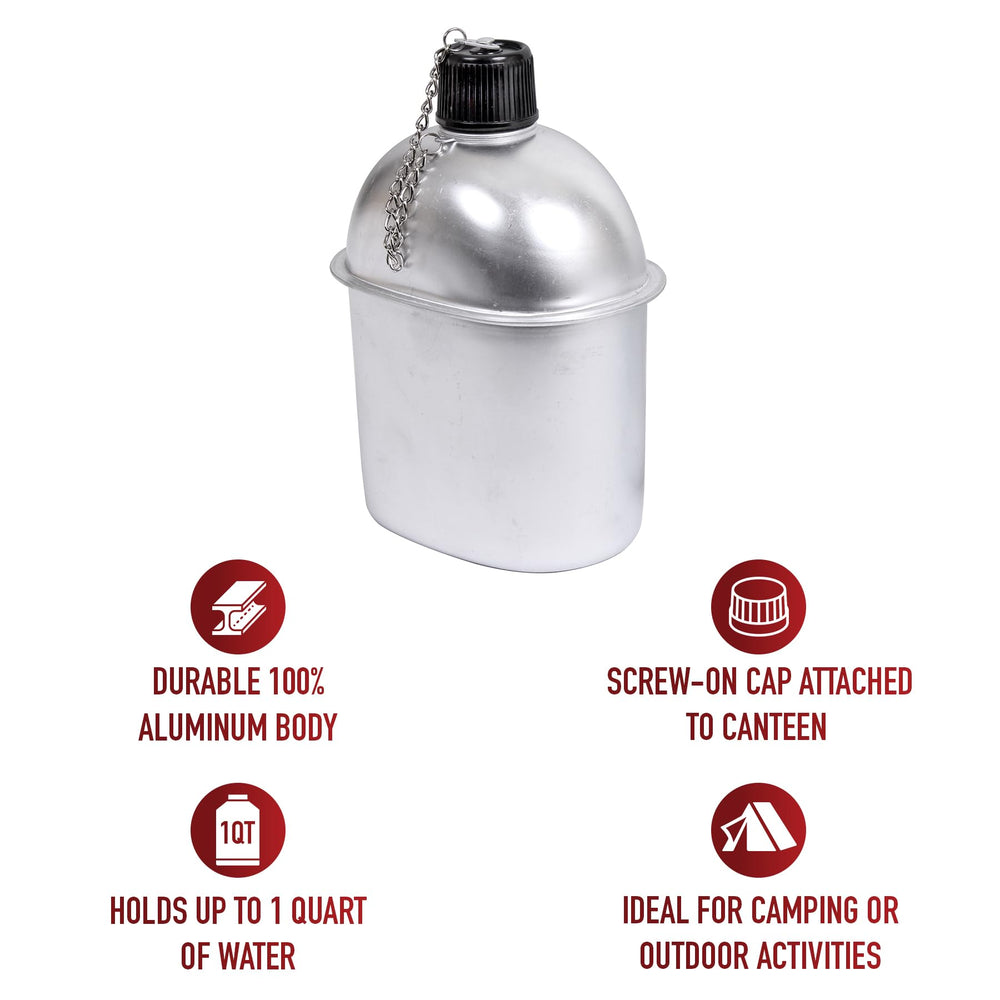 Rothco canteen with secure screw-on cap; ideal survival and camping hydration
