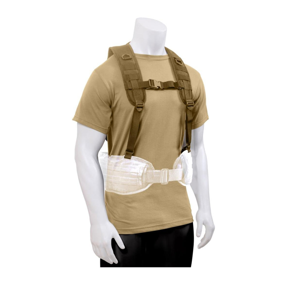 Rothco Battle Harness in Coyote Brown with drag handle for secure belt support